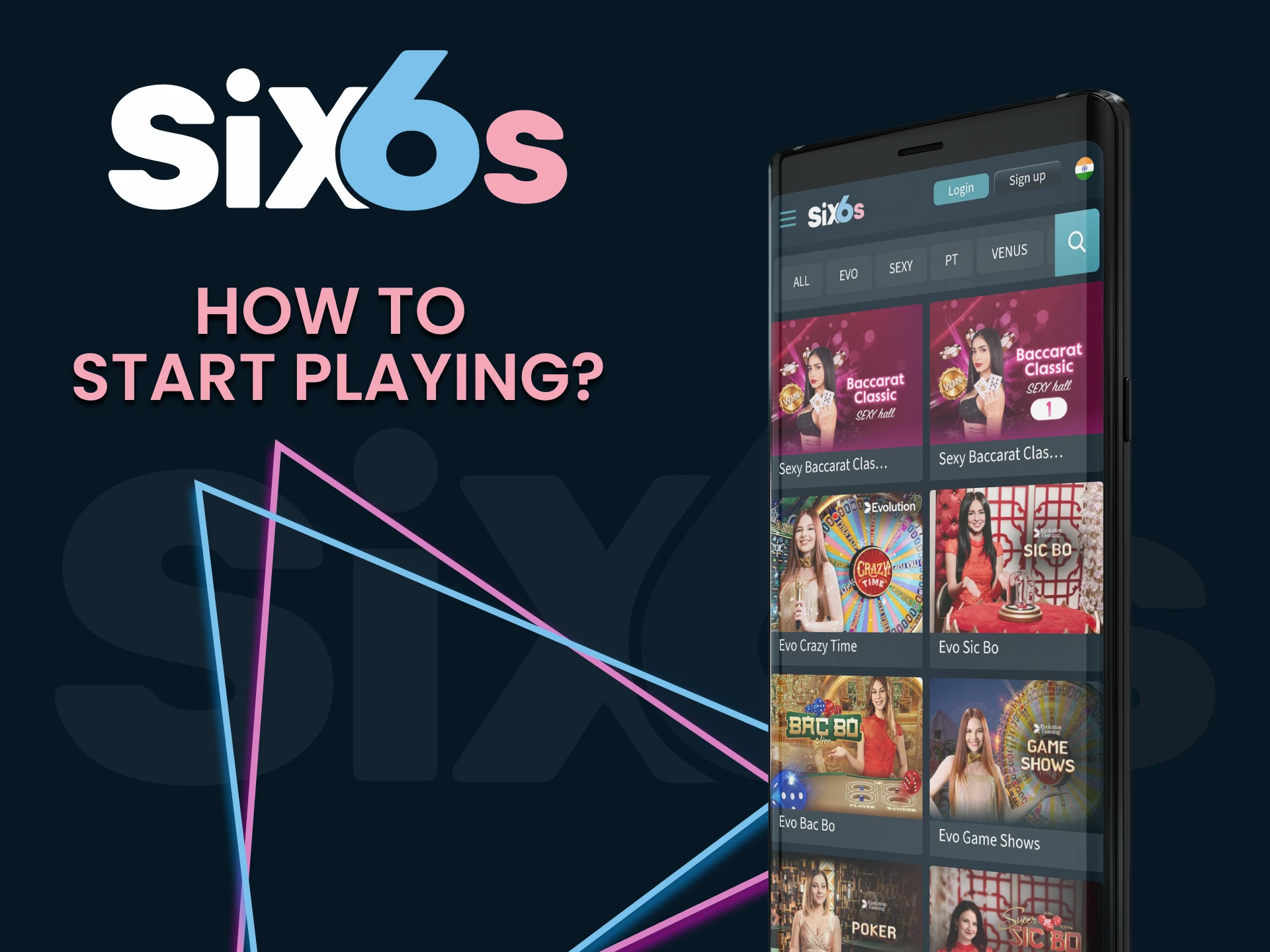 We will tell you how to start playing casino at Six6s.