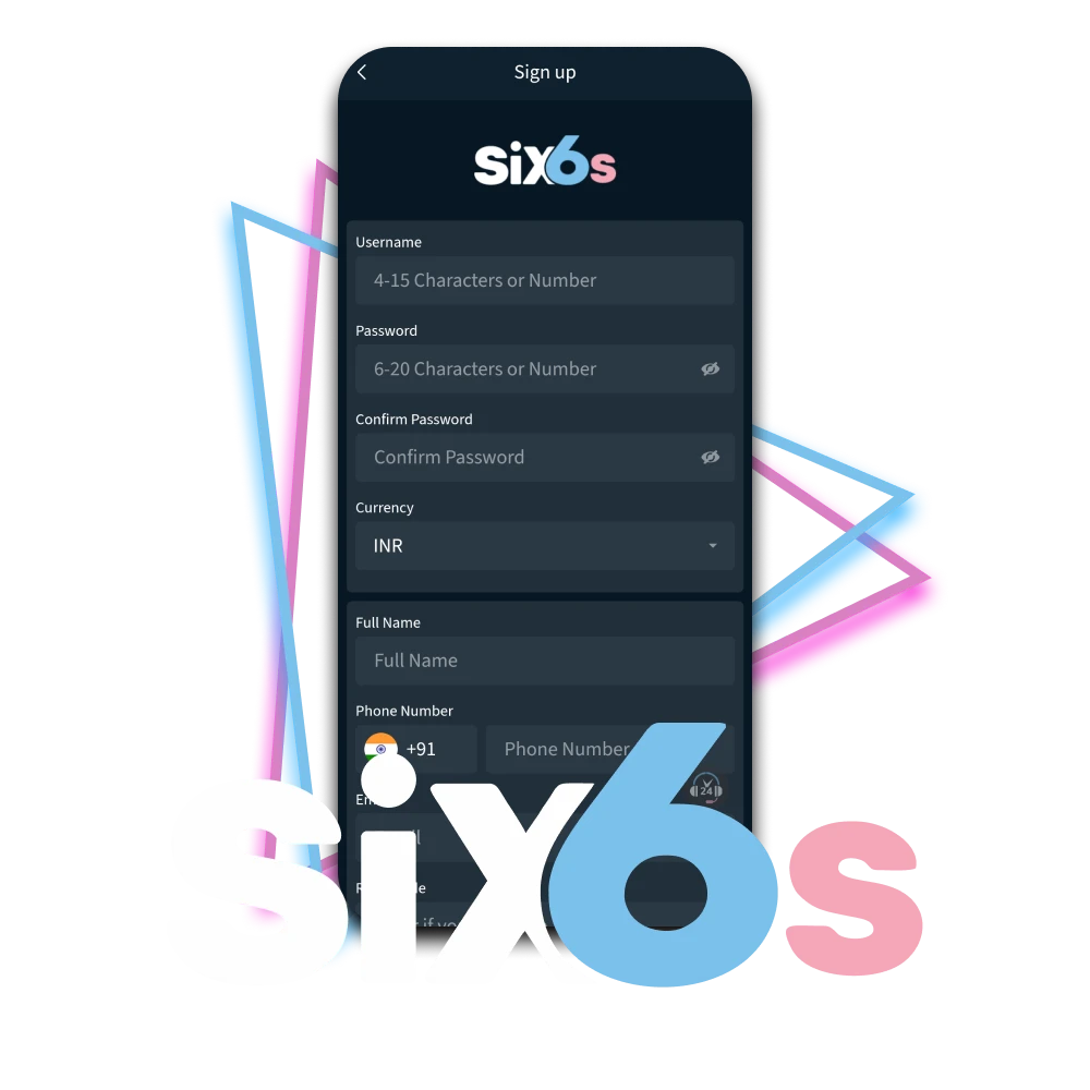 Six6s ওয়েবসাইটে আপনার ব্যক্তিগত অ্যাকাউন্ট তৈরি করুন।