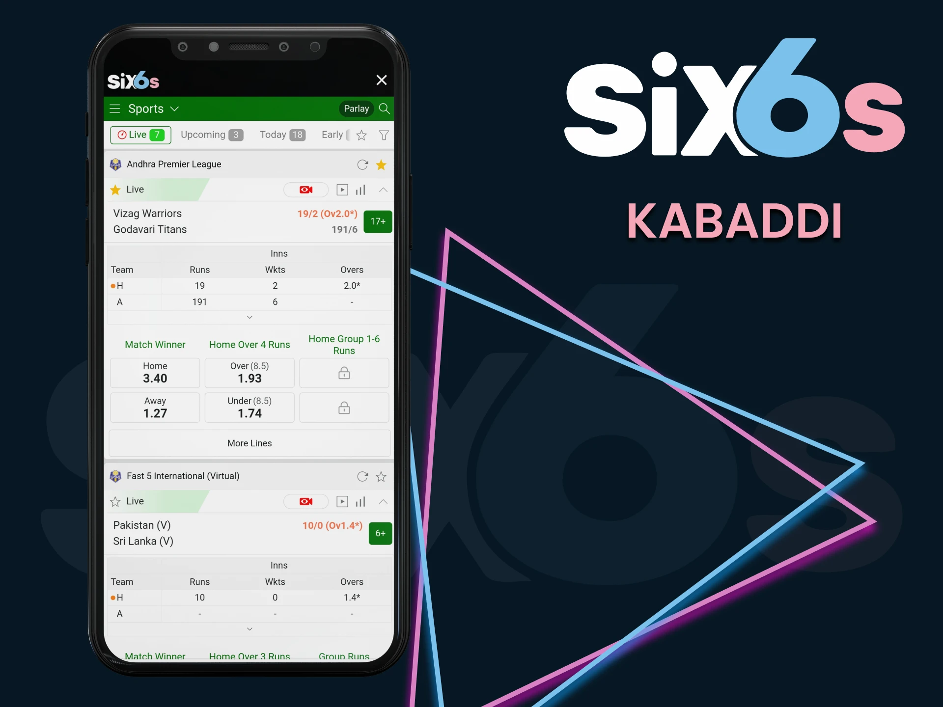 When betting on sports through the Six6s app, choose Kabaddi.