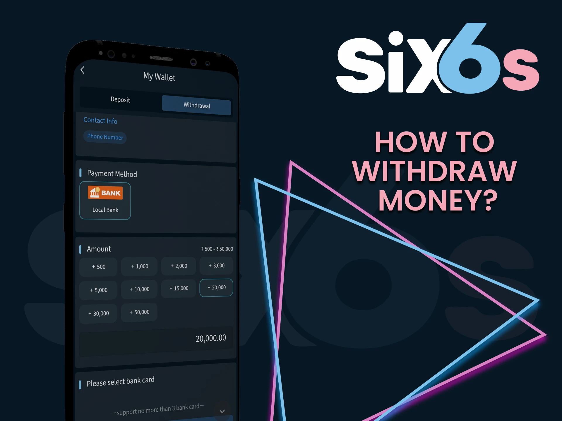 Find out how to withdraw funds from Six6s.