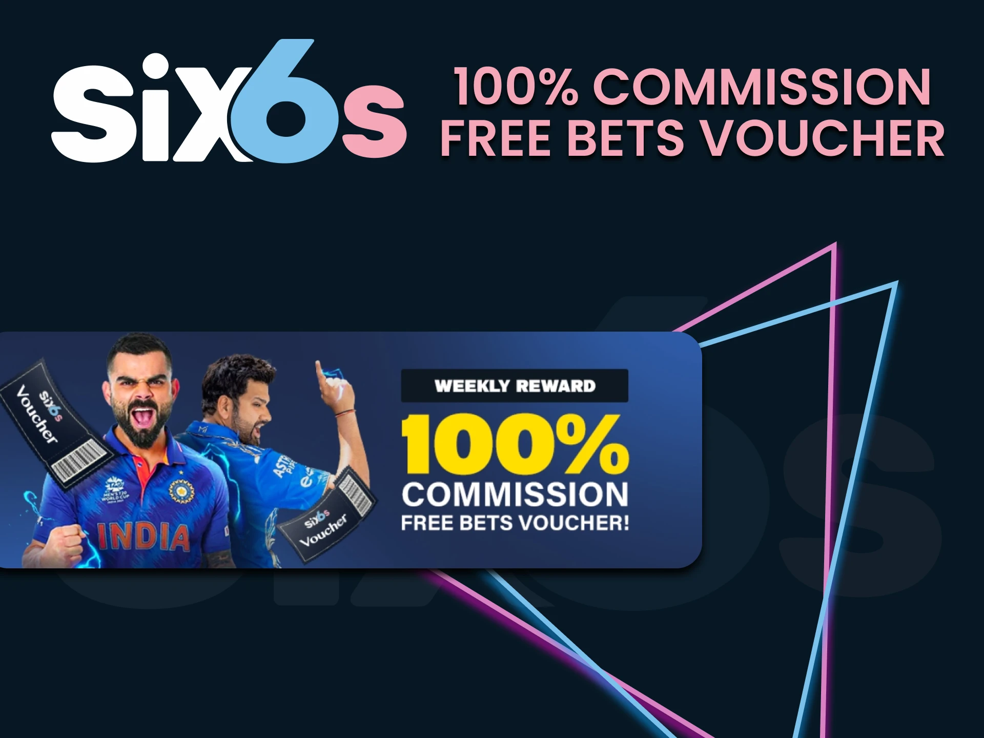 Get a 100% free bet bonus from Six6s.